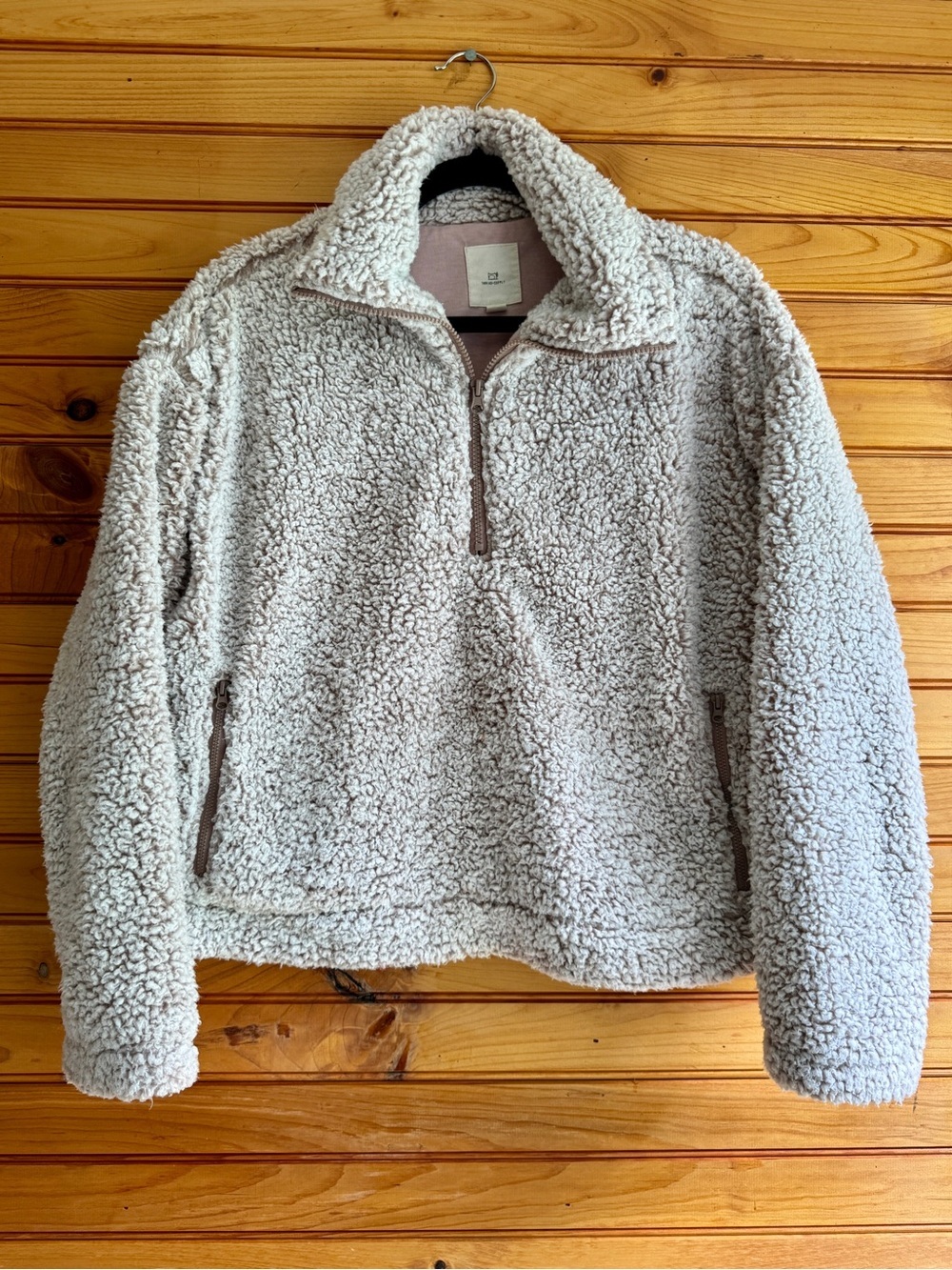 Thread & Supply Wubby Sherpa Fleece Jacket Quarter Zip Smoky Rose Small